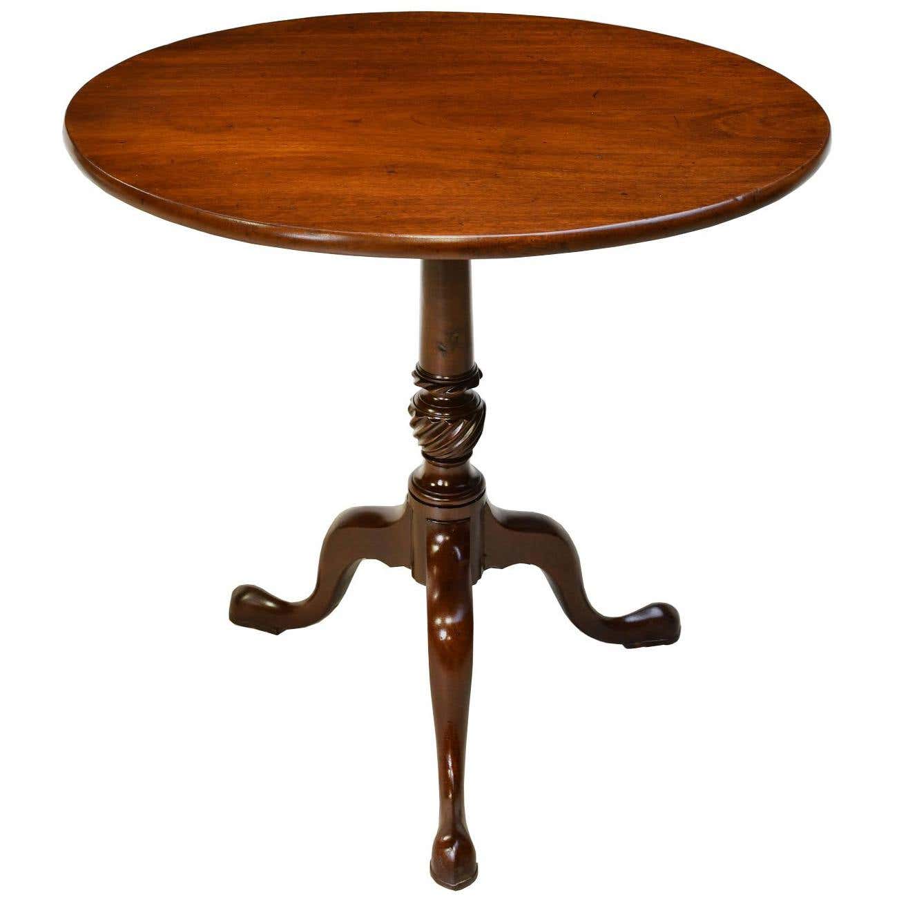 Queen Ann Round Tilt-Top, Tripod Tea Table in Mahogany, New England ...