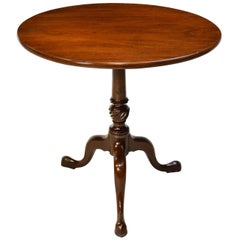 Antique Queen Ann Round Tilt-Top, Tripod Tea Table in Mahogany, New England, circa 1790