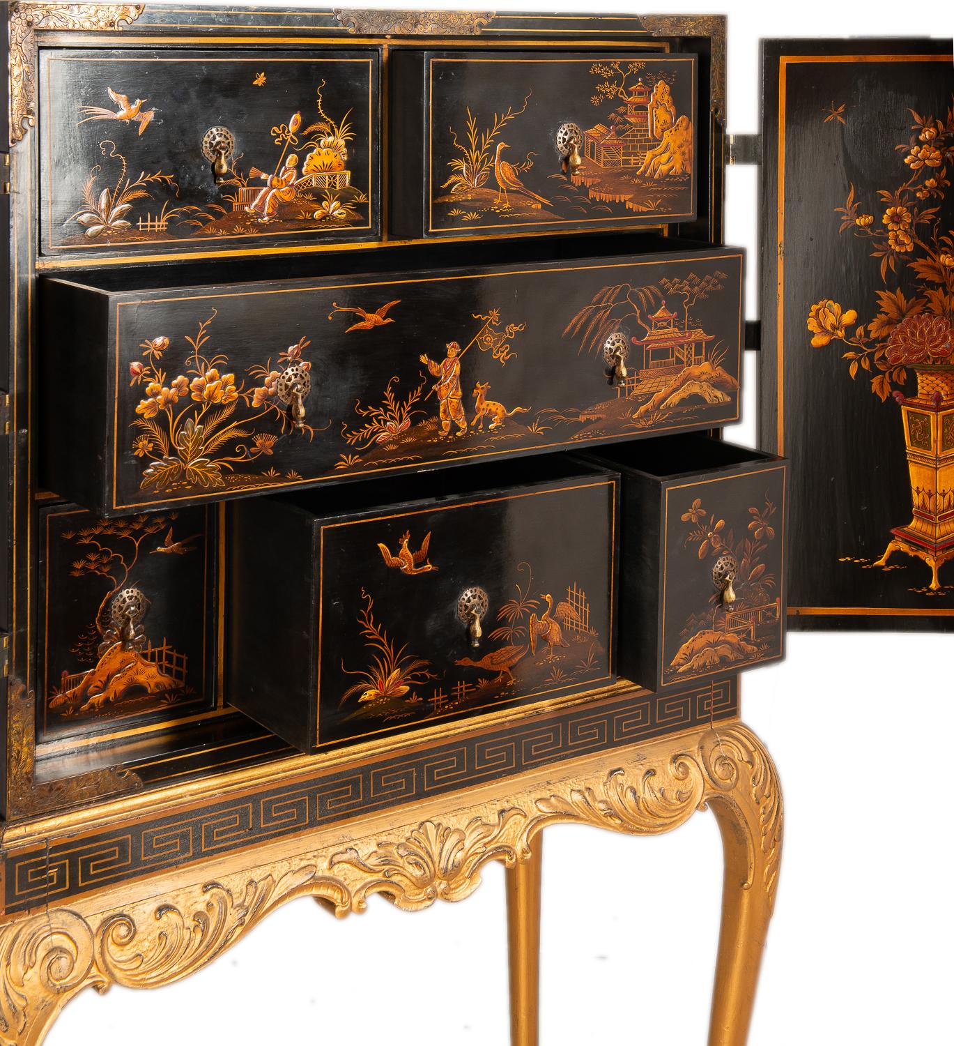 Queen Ann Style Lacquered Cabinet on Stand, circa 1900 11