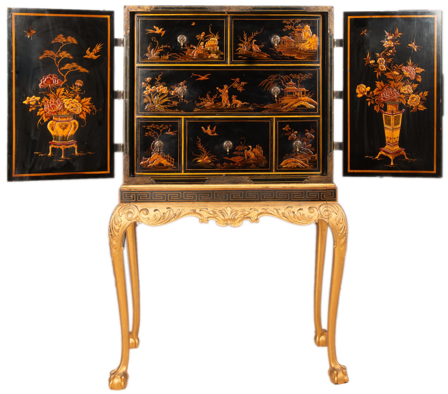 Queen Anne Queen Ann Style Lacquered Cabinet on Stand, circa 1900