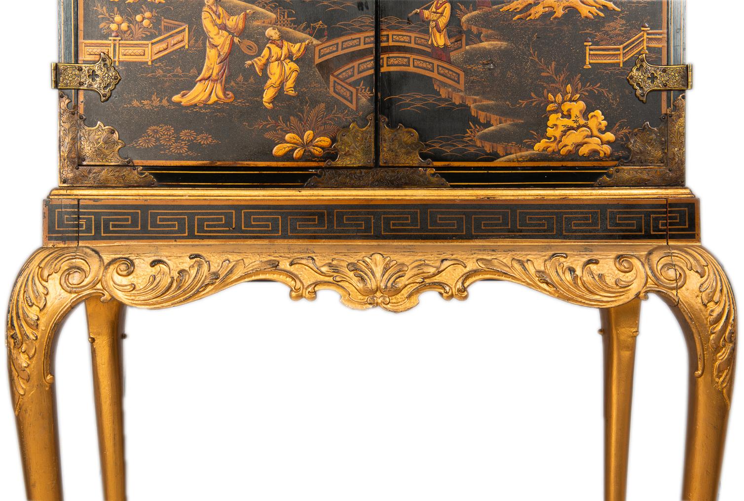 20th Century Queen Ann Style Lacquered Cabinet on Stand, circa 1900