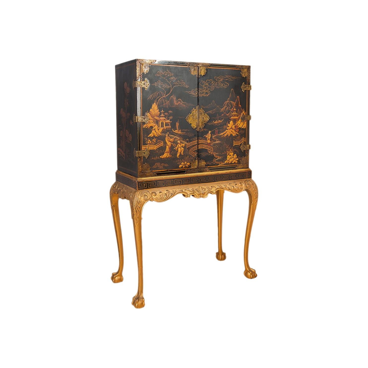 Queen Ann Style Lacquered Cabinet on Stand, circa 1900