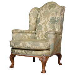 Antique Queen Ann Style Wing Armchair