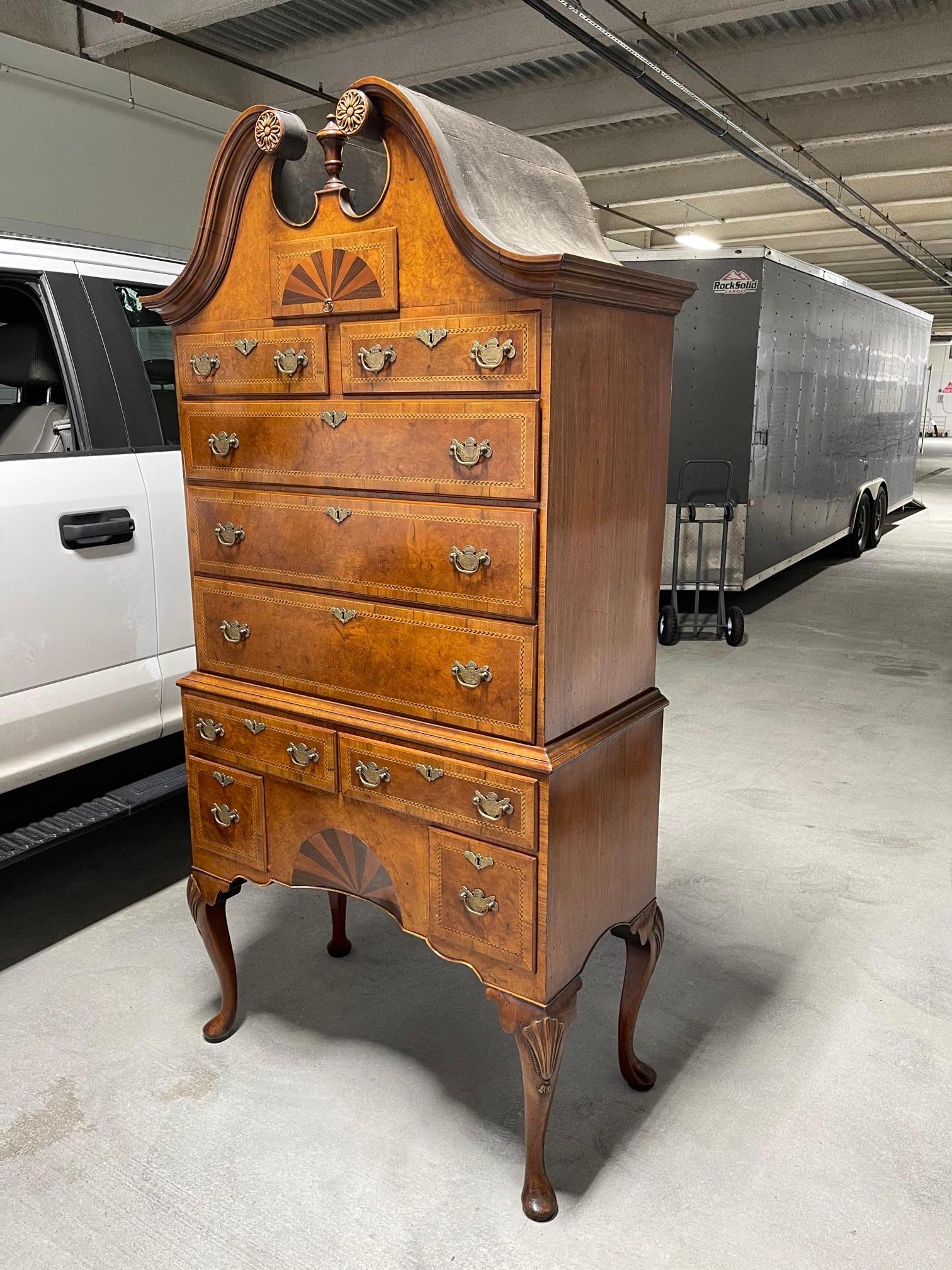Queen Anne American Cherry Bonnet Top Highboy, 18th Century For Sale 4