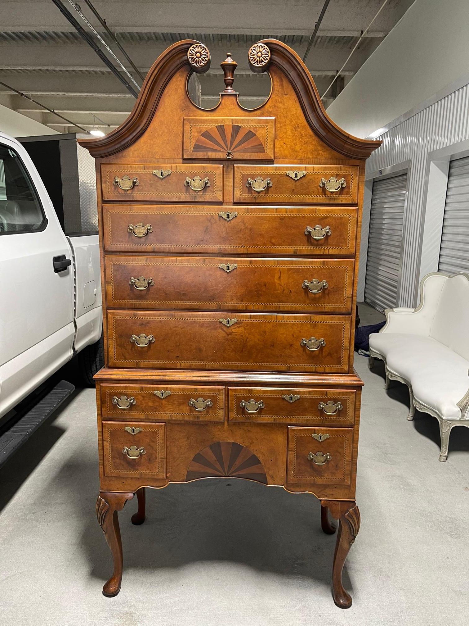 Queen Anne American Cherry Bonnet Top Highboy, 18th Century In Good Condition For Sale In Savannah, GA