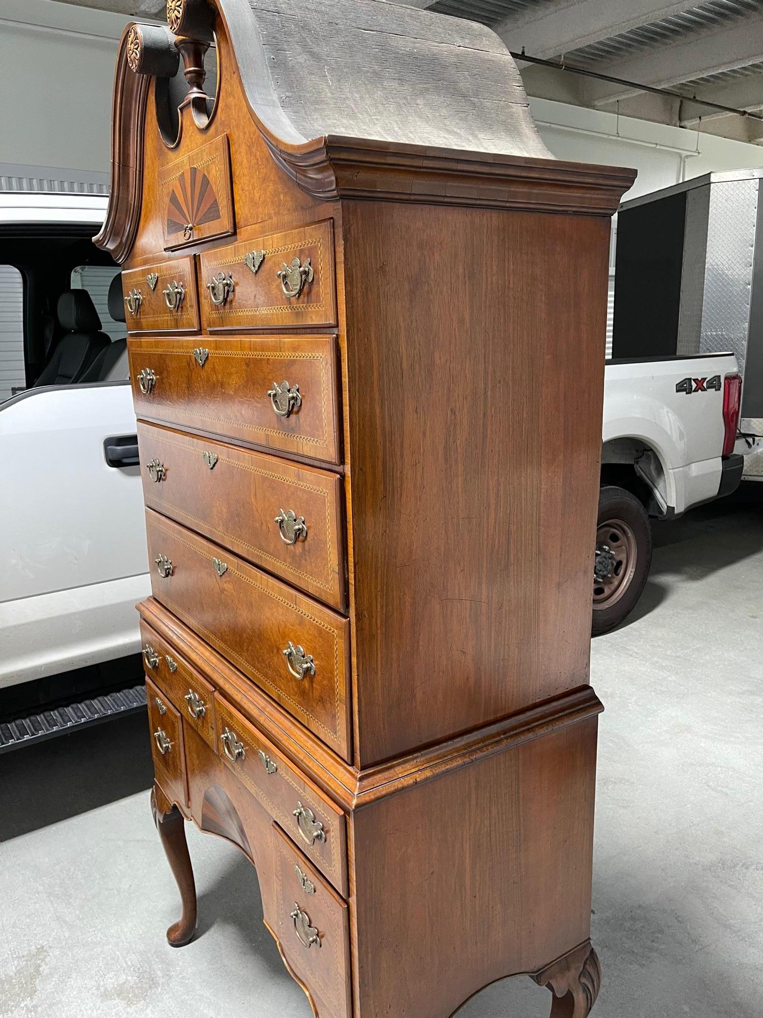Queen Anne American Cherry Bonnet Top Highboy, 18th Century For Sale 1