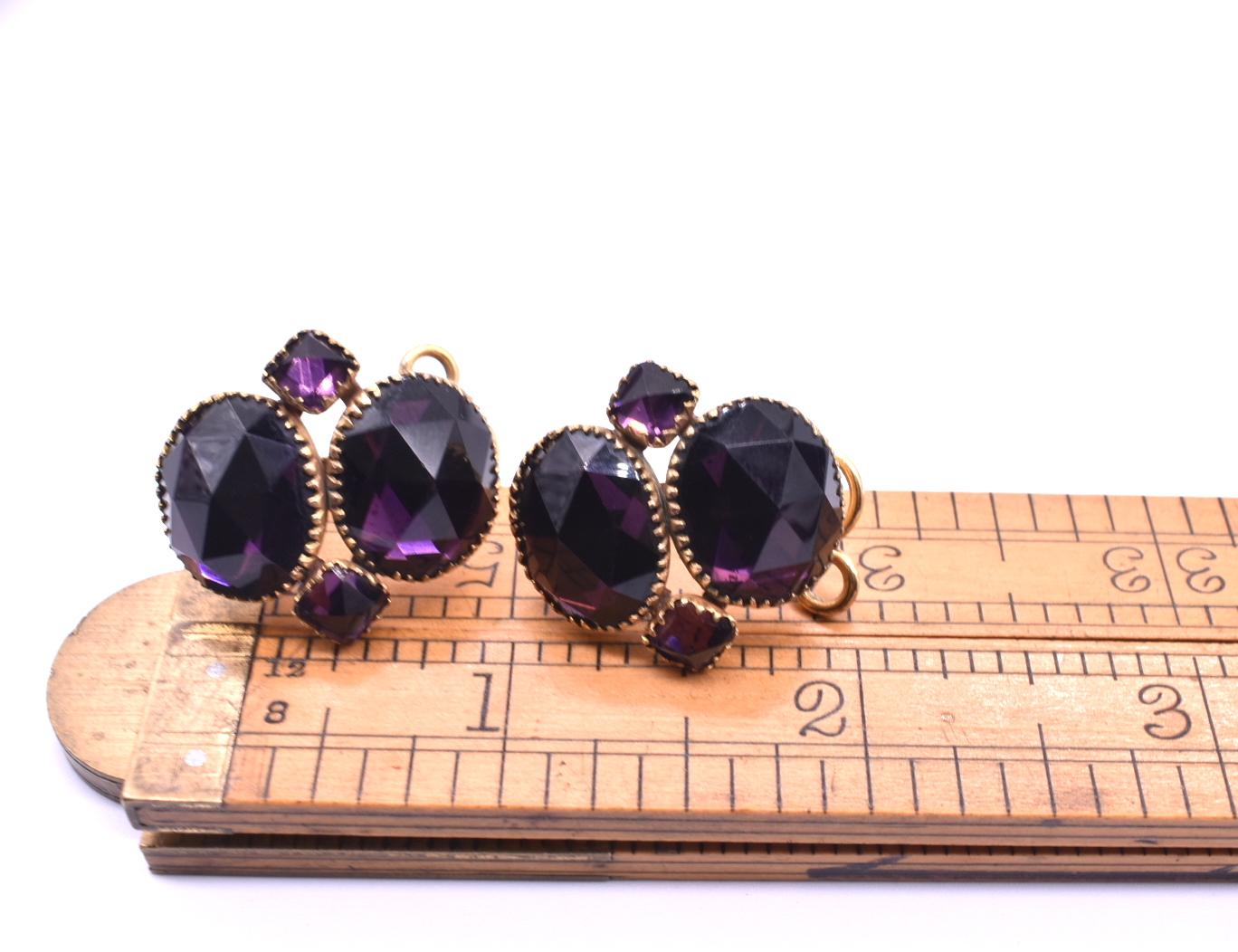 Amethyst-Ohrringe mit Paste, um 1860, von Anne Anne im Zustand „Hervorragend“ in Baltimore, MD