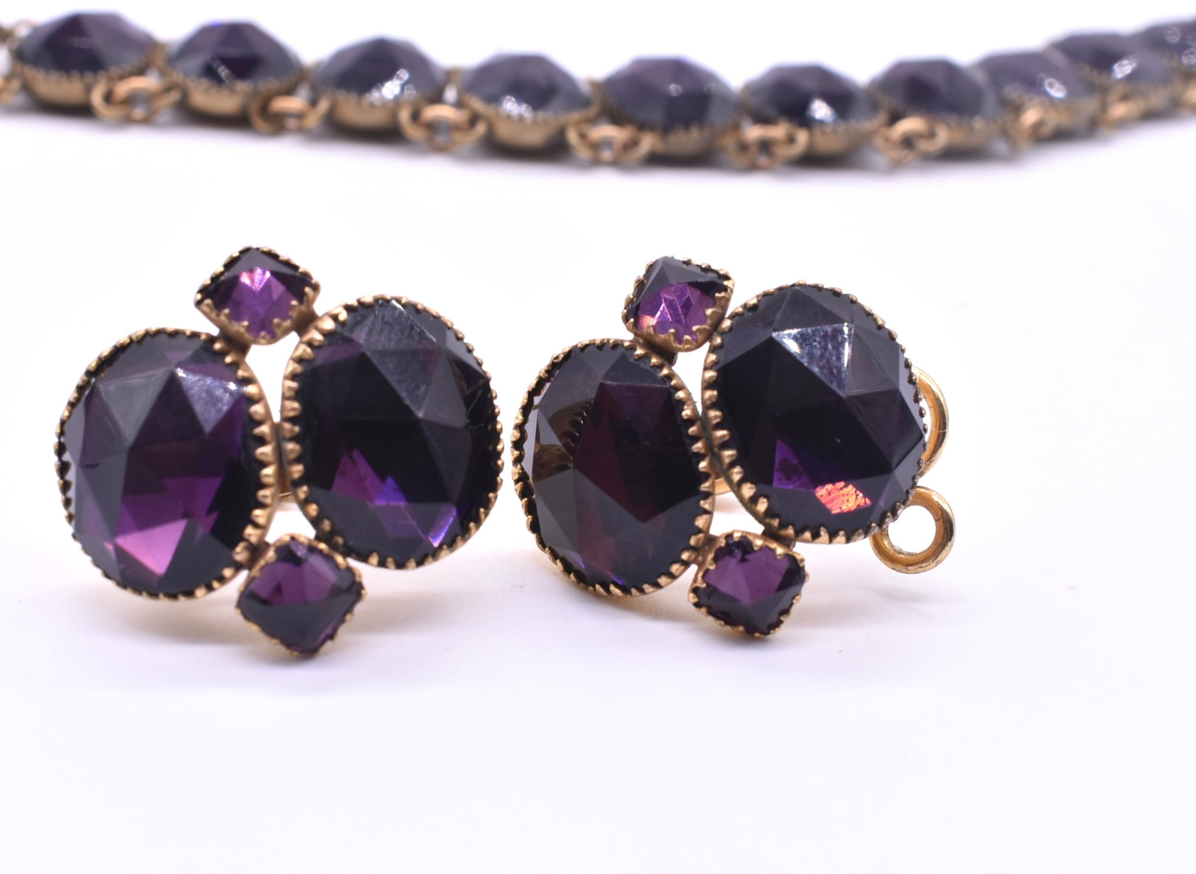 Amethyst-Ohrringe mit Paste, um 1860, von Anne Anne Damen