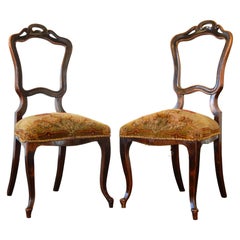 Queen Anne Balloon Side Chairs with Tapestry Cushion