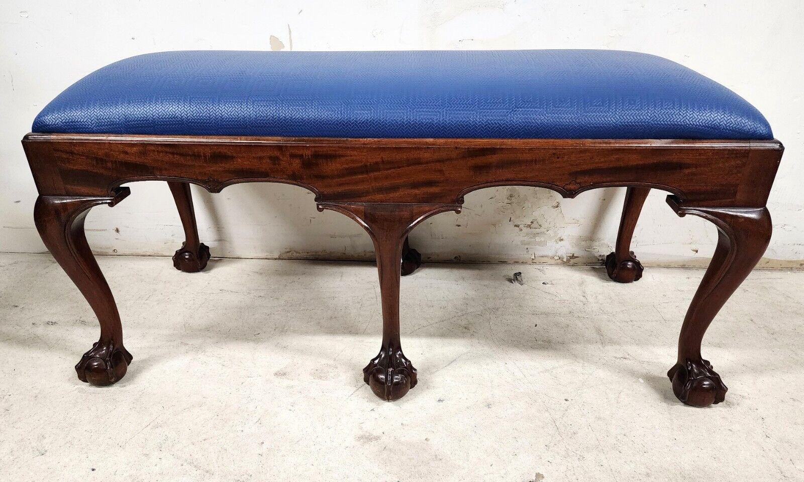 Queen Anne Bench Vintage Mahogany by Nathan Margolis In Good Condition In Lake Worth, FL