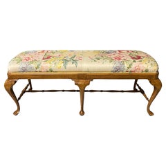 Queen Anne Bench with Chintz Upholstery