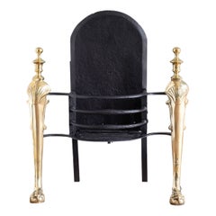 Queen Anne Brass and Wrought Iron Fire Grate