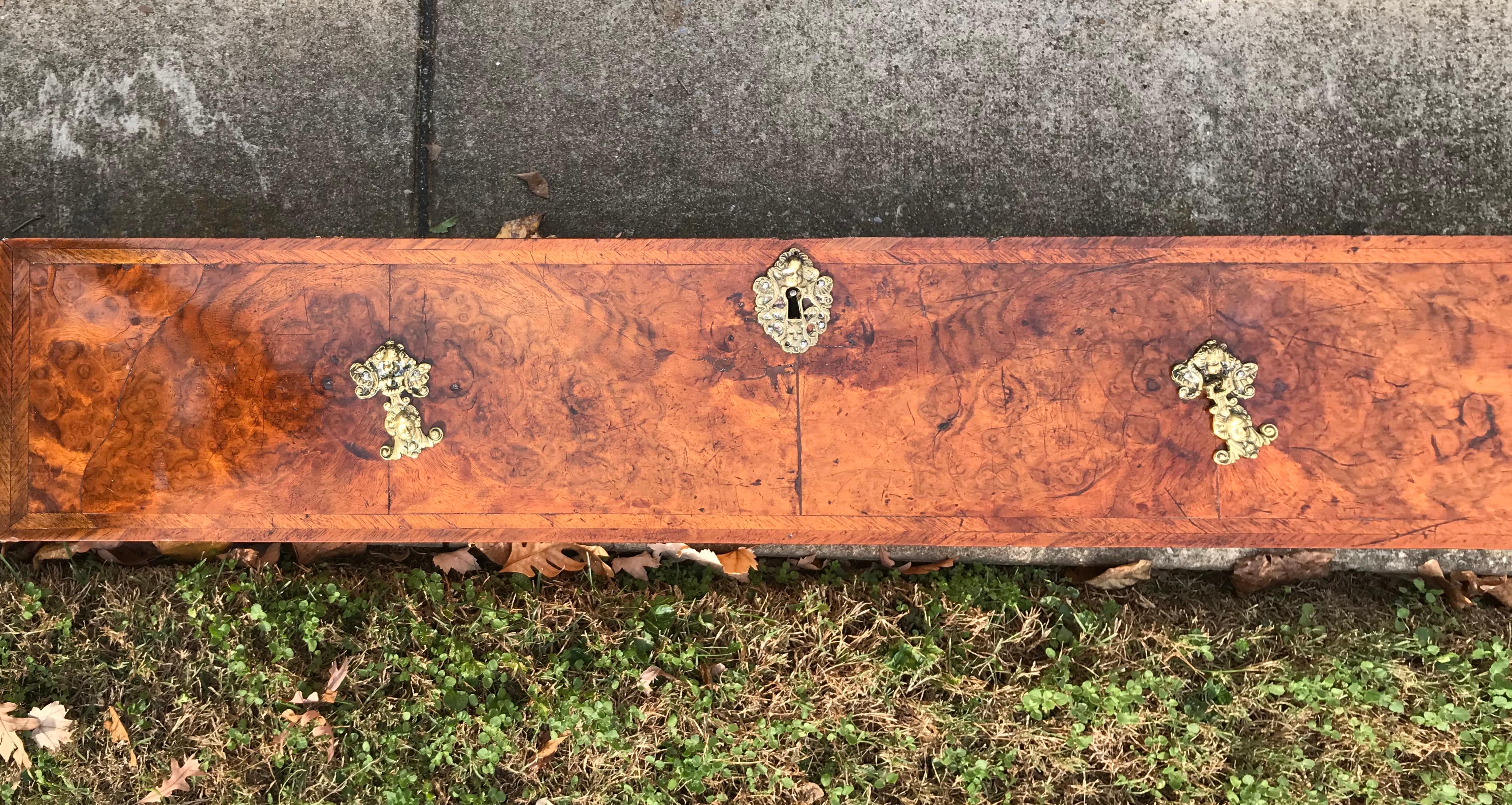 English William and Mary Transitional to Queen Anne Burr Figured Walnut Chest on Stand