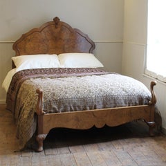 Queen Anne Burr Walnut Antique Bed - WD60