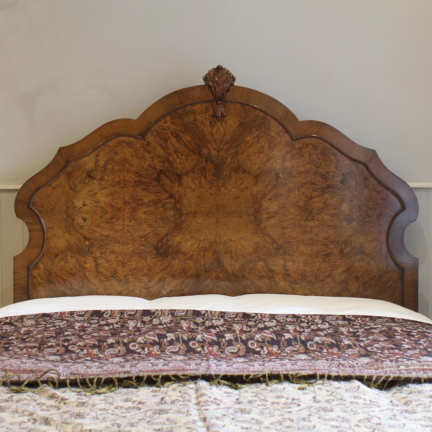 Queen Anne Burr Walnut Antique Bed - WD60 1