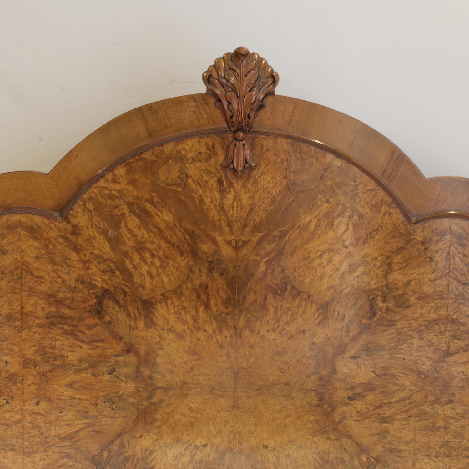 Queen Anne Burr Walnut Antique Bed - WD60 2