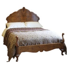 Queen Anne Burr Walnut Antique Bed - WD60