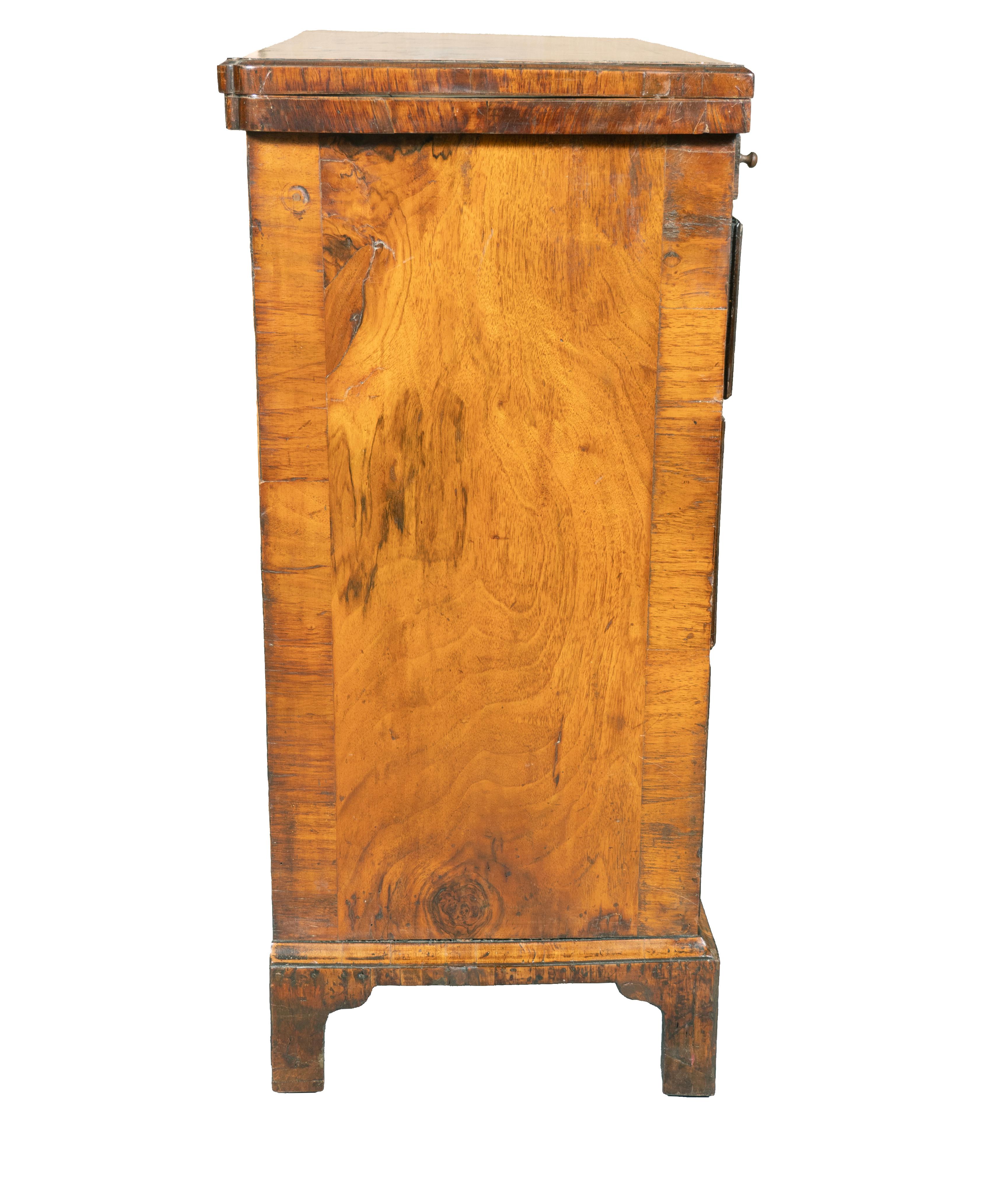 Brass Queen Anne Burr Walnut Bachelors Chest For Sale