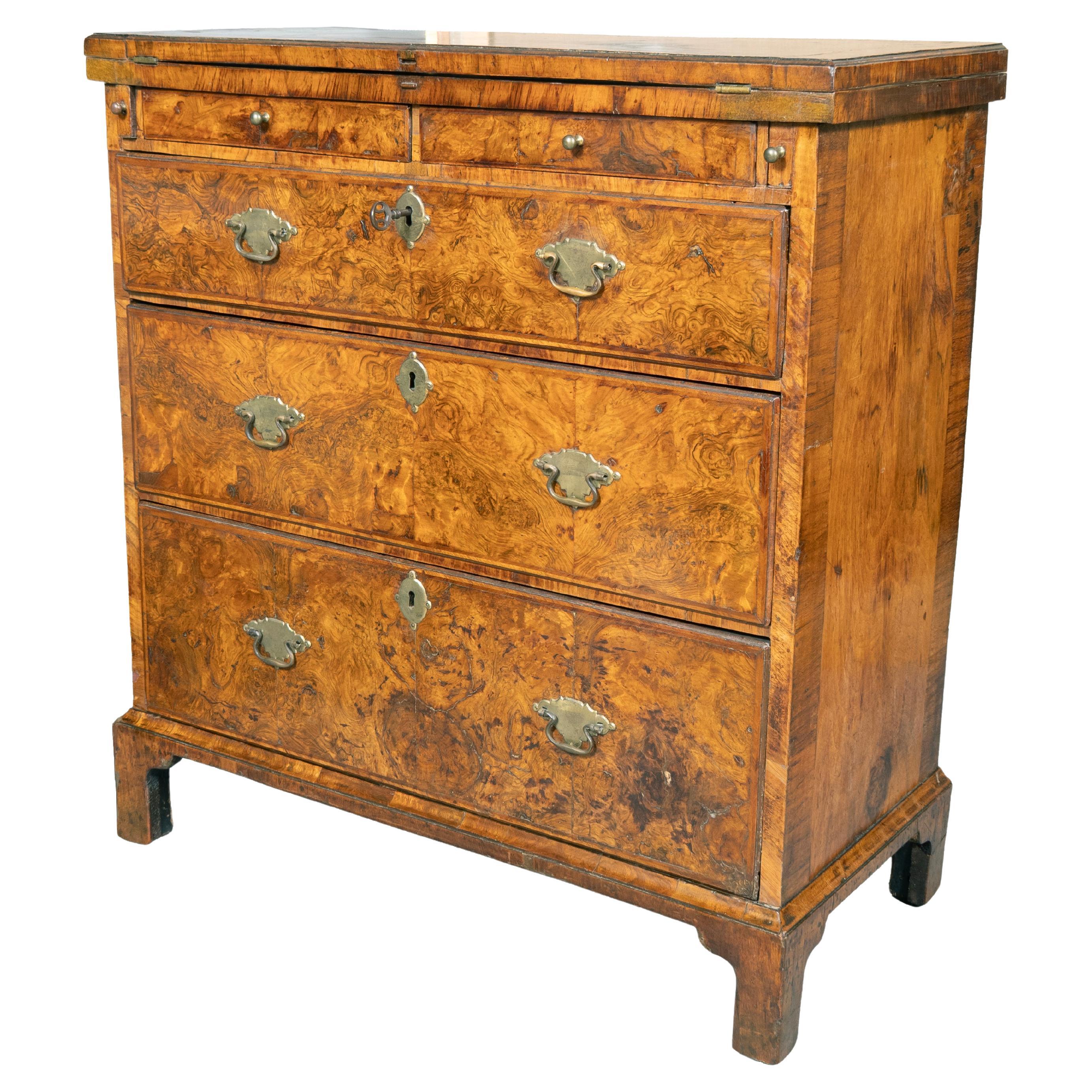 Queen Anne Burr Walnut Bachelors Chest For Sale