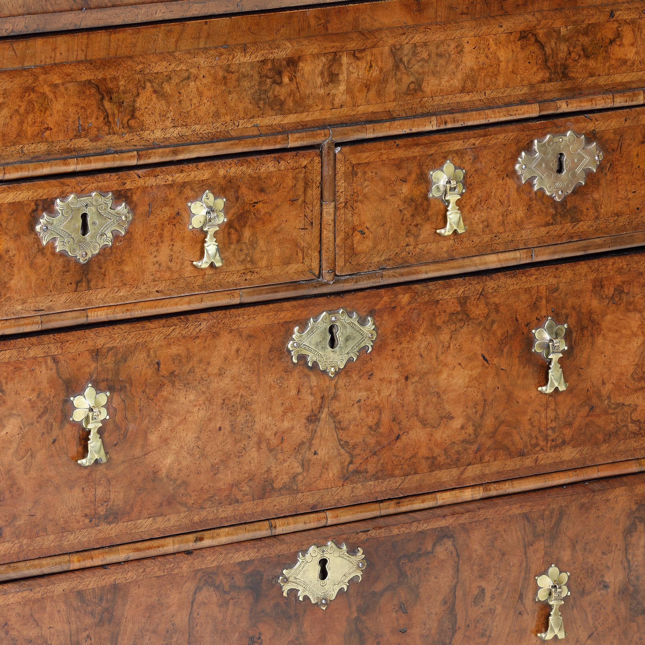 Veneer Queen Anne Burr Walnut Bureau For Sale