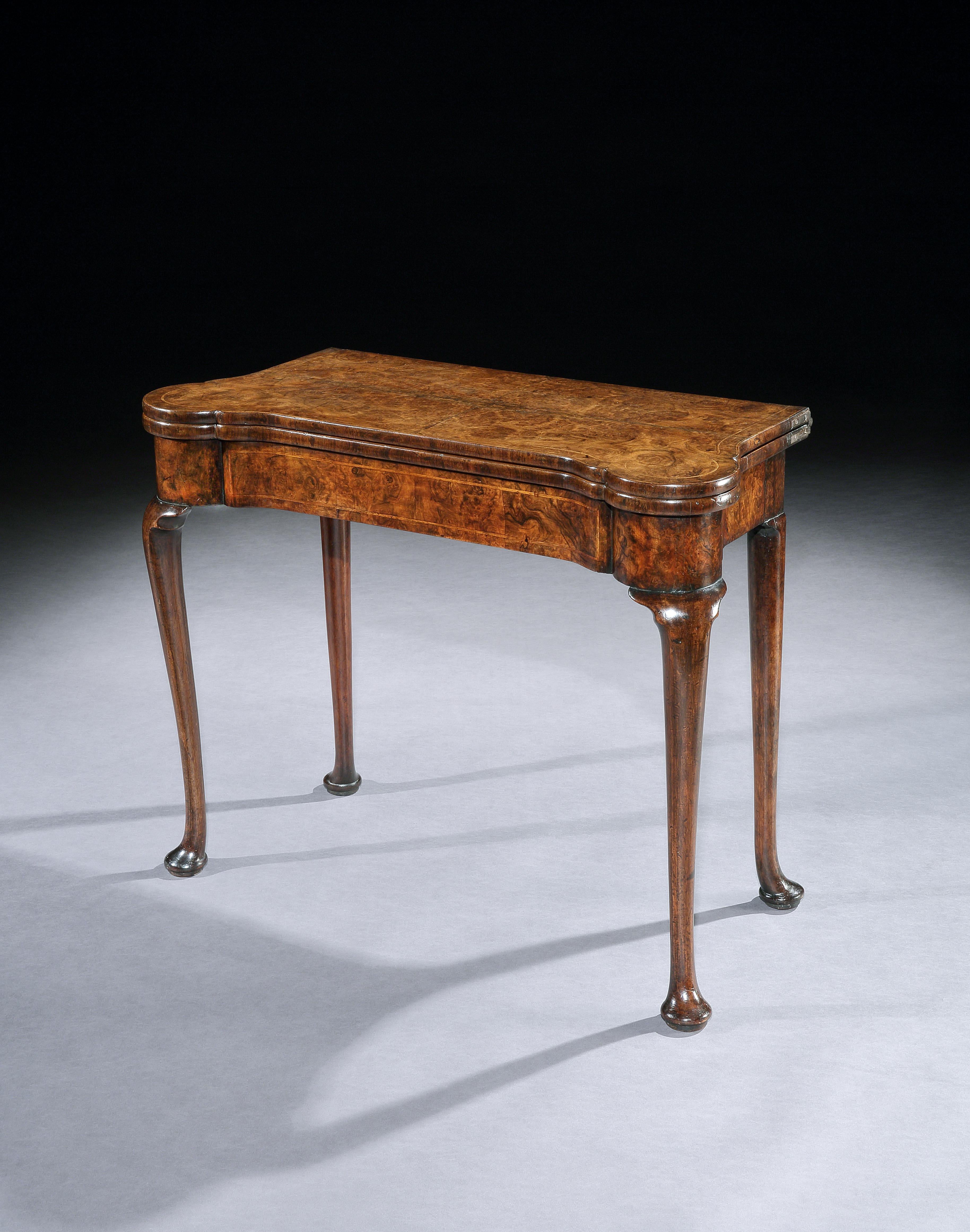 English Queen Anne Burr Walnut Card Table For Sale