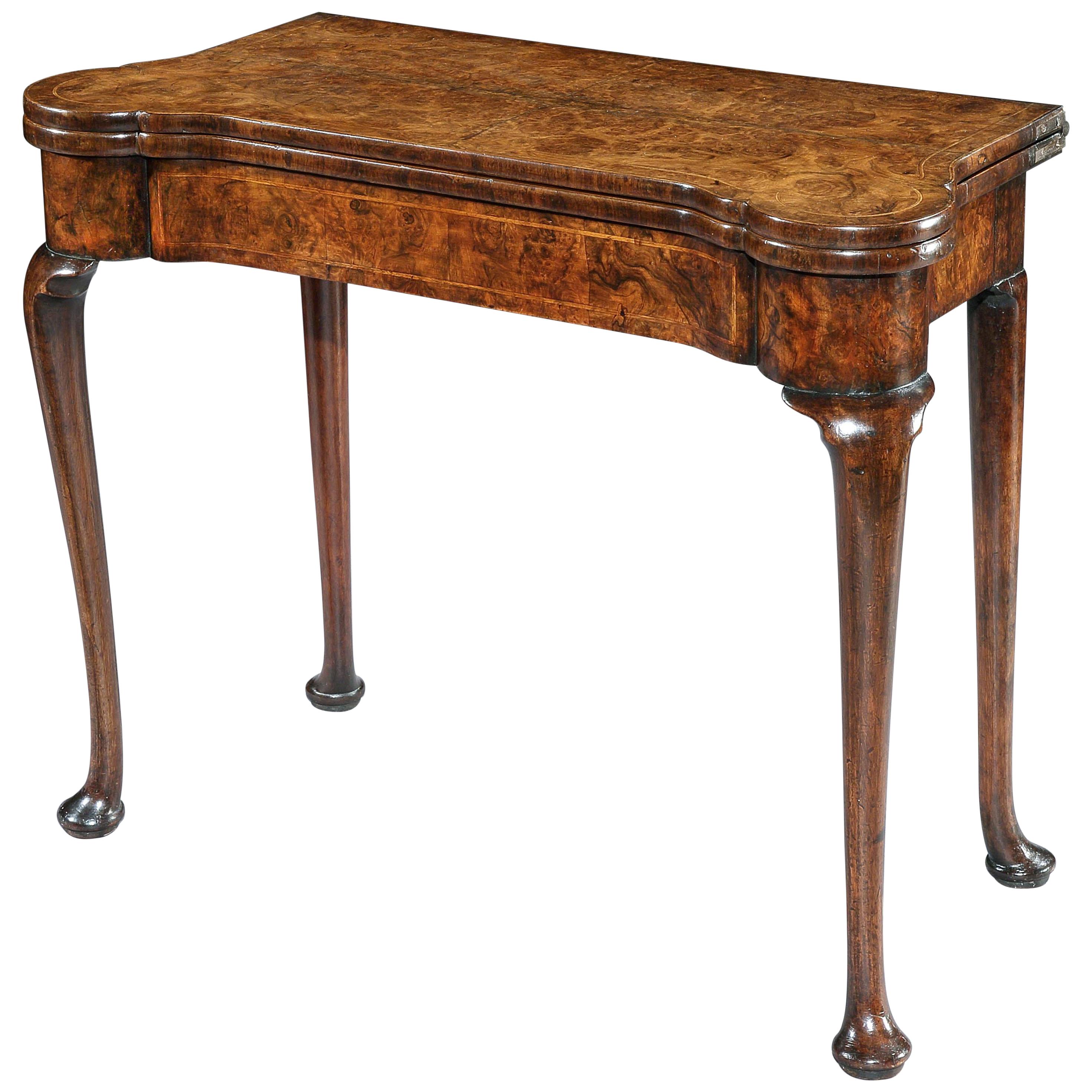 Queen Anne Burr Walnut Card Table For Sale