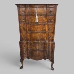 Queen Anne Burr Walnut Chest of Drawers on Stand