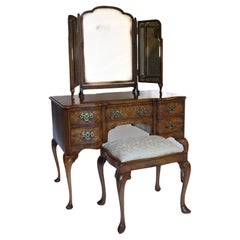 Queen Anne Burr Walnut Dressing Table circa 1930s