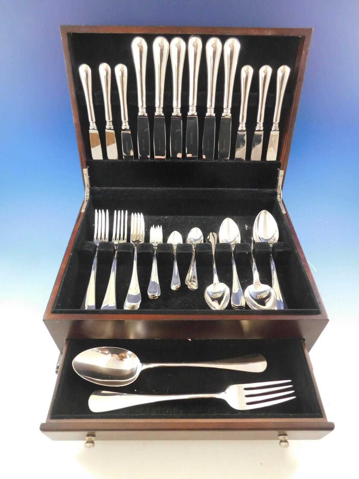 Dinner Size Queen Anne by Cesa 1882 Italy 800 silver flatware set - 56 pieces. This set includes:

6 Dinner Size Knives w/stainless blades, 10