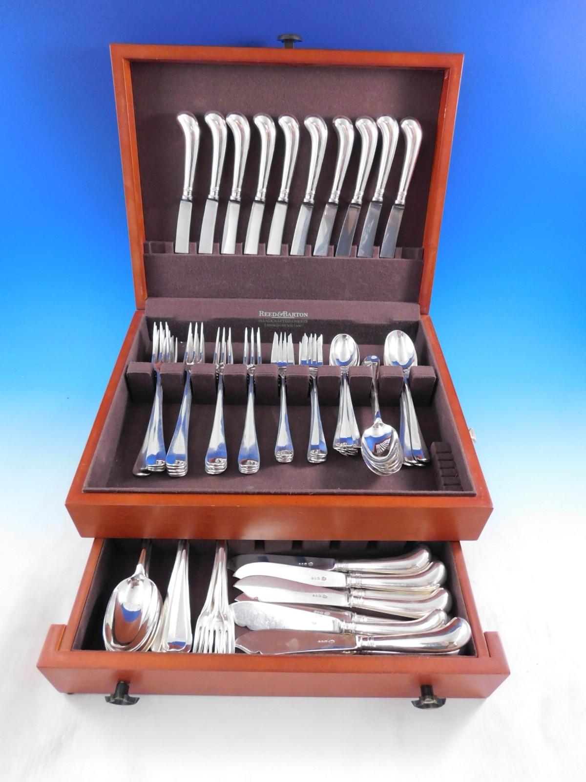 XX secolo Servizio di posate in argento Sterling Queen Anne by James Robinson 10 set 90 pezzi in vendita