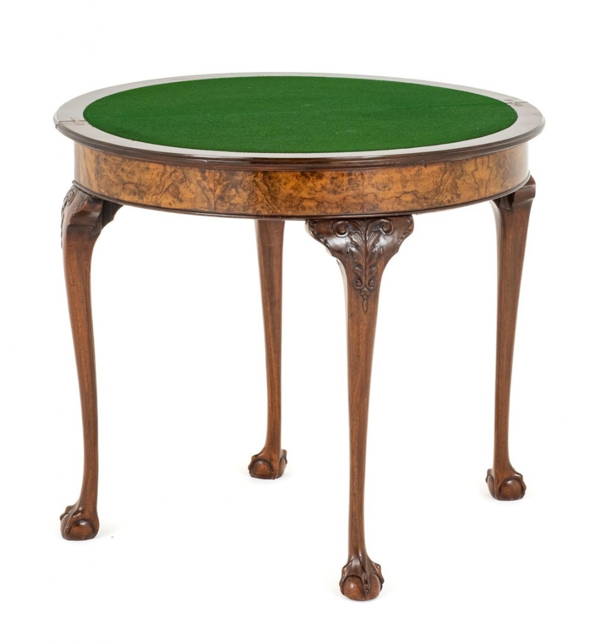 Queen Anne Card Table Demi Lune Walnut For Sale 3