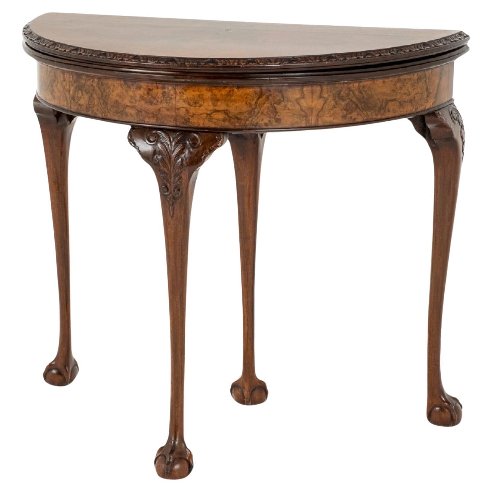 Queen Anne Card Table Demi Lune Walnut For Sale