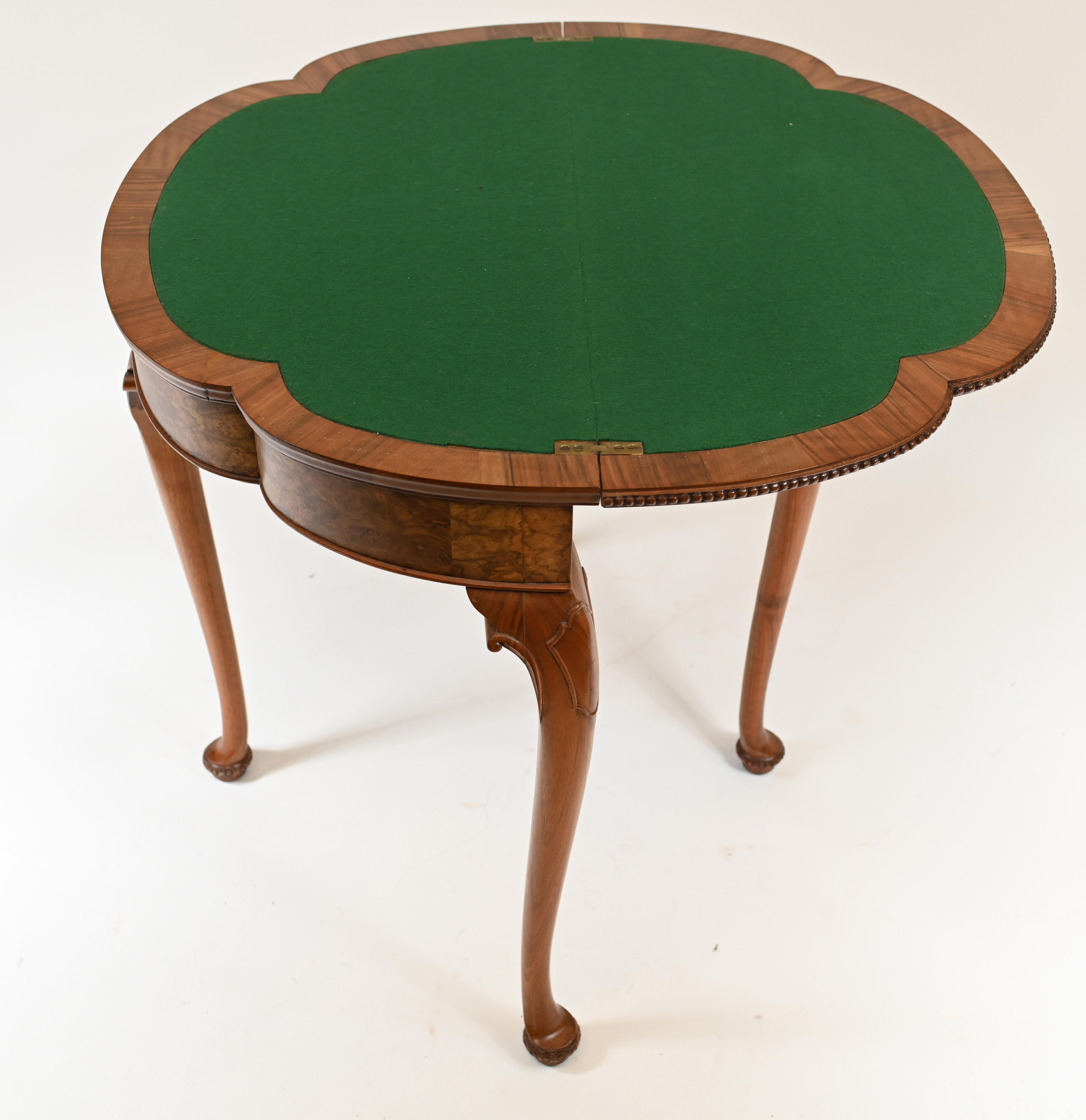 Queen Anne Card Table Games Burr Walnut For Sale 2