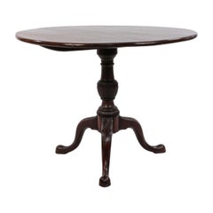 Queen Anne Cherry Wood Tilt Top Table with Cabriole Legs