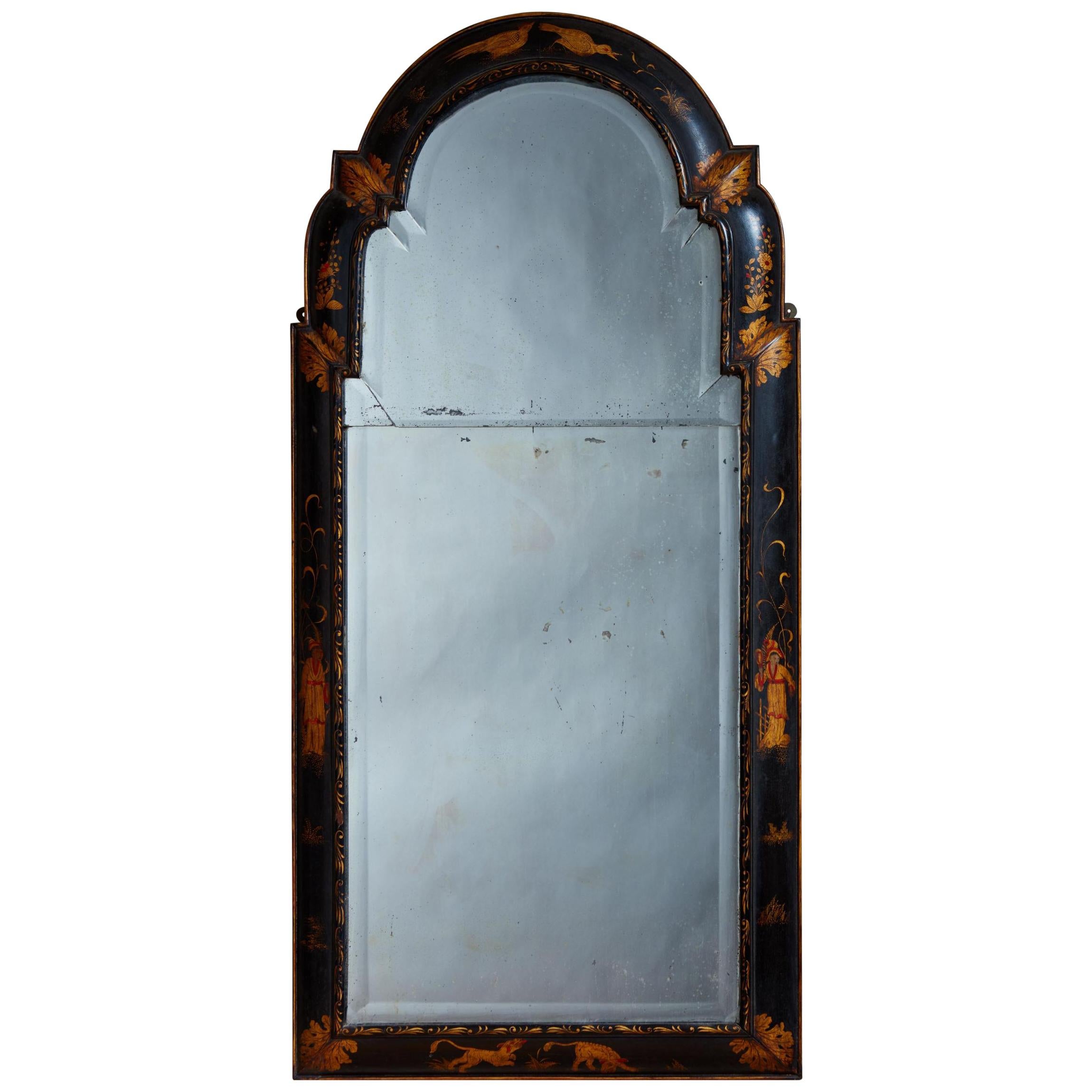 Queen Anne Chinoiserie Cushion Mirror For Sale