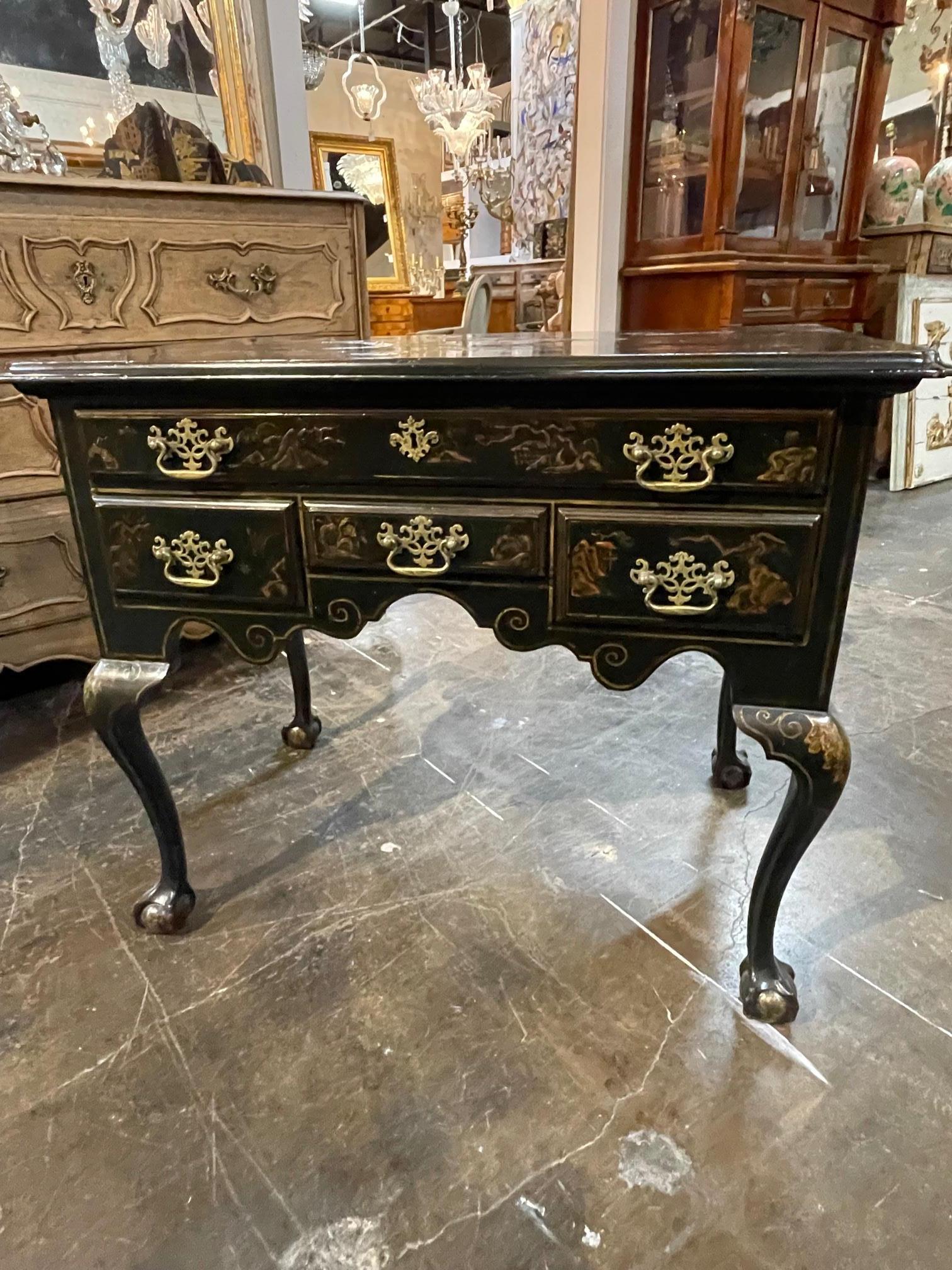 Wood Queen Anne Chinoiserie Side Tale For Sale
