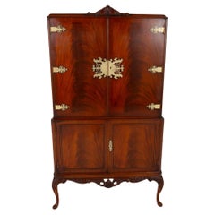 Queen Anne Cocktail Cabinet Revival Mahogany Drinks Chest