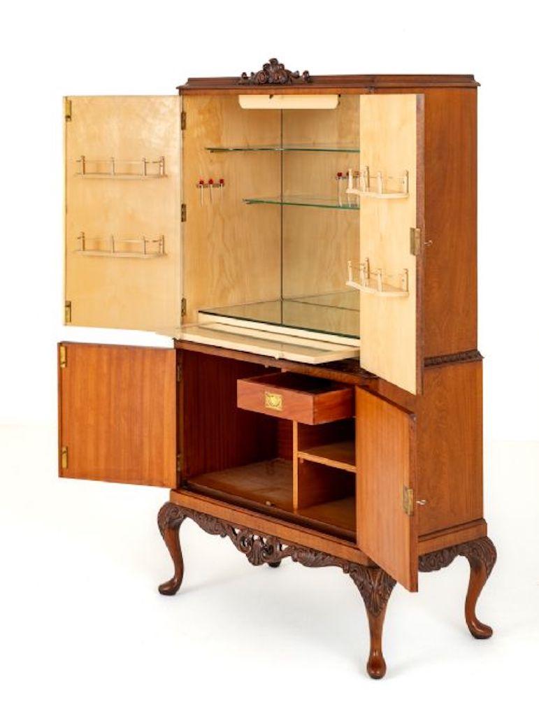 Queen Anne Cocktail Cabinet Walnut 1930 1