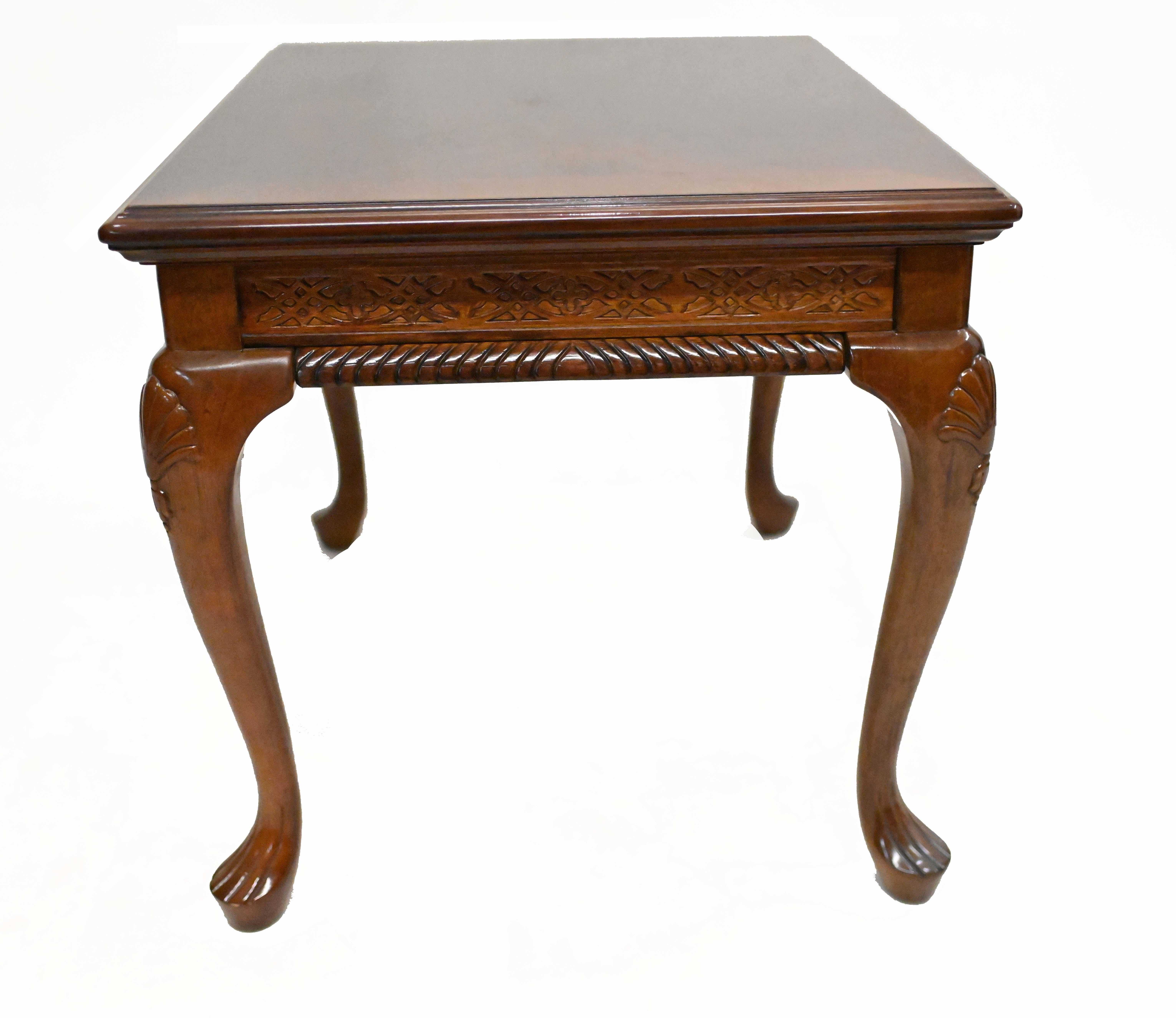 Queen Anne Coffee Side Table Set Revival For Sale 2