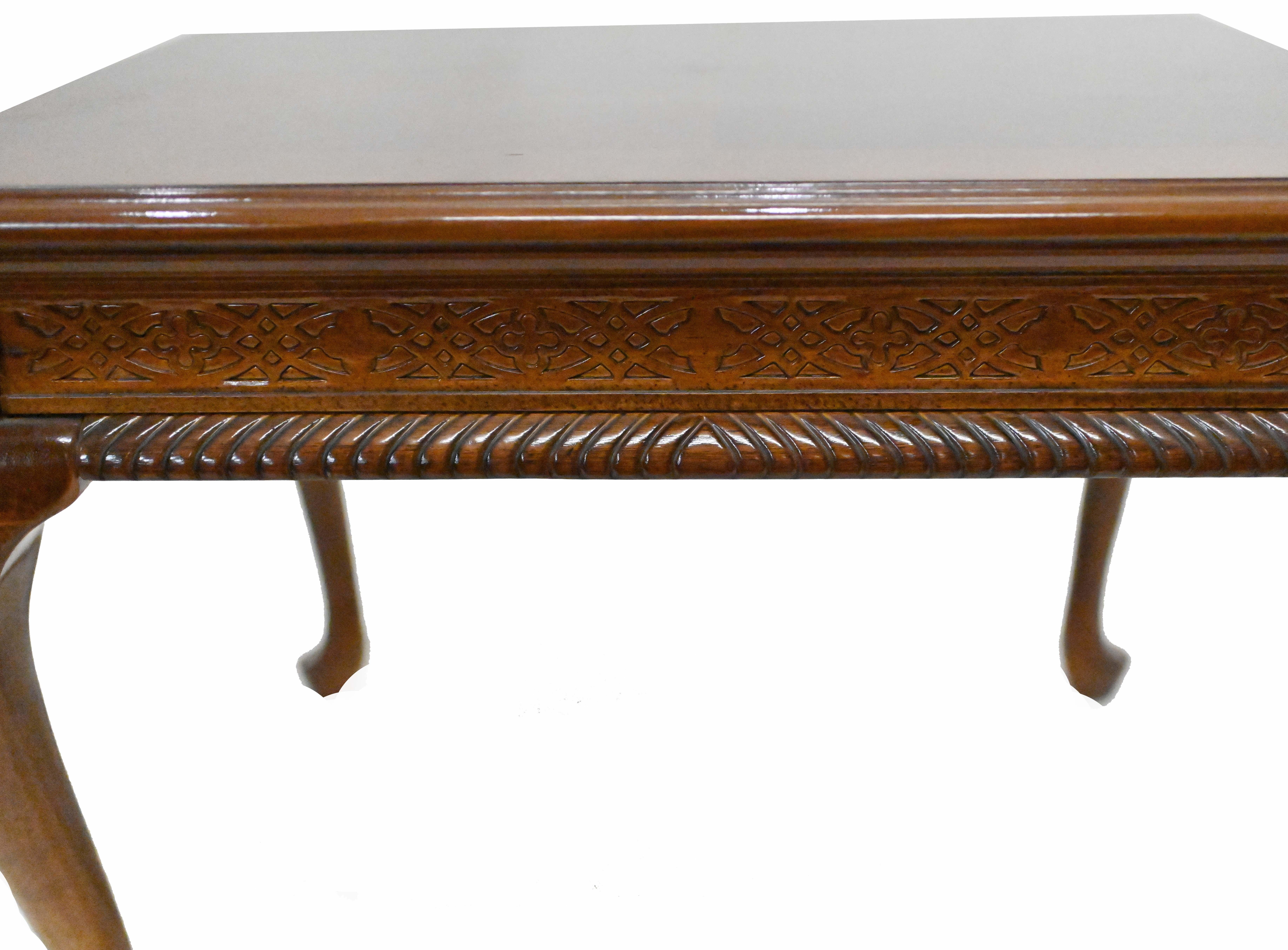 Mahogany Queen Anne Coffee Side Table Set Revival For Sale