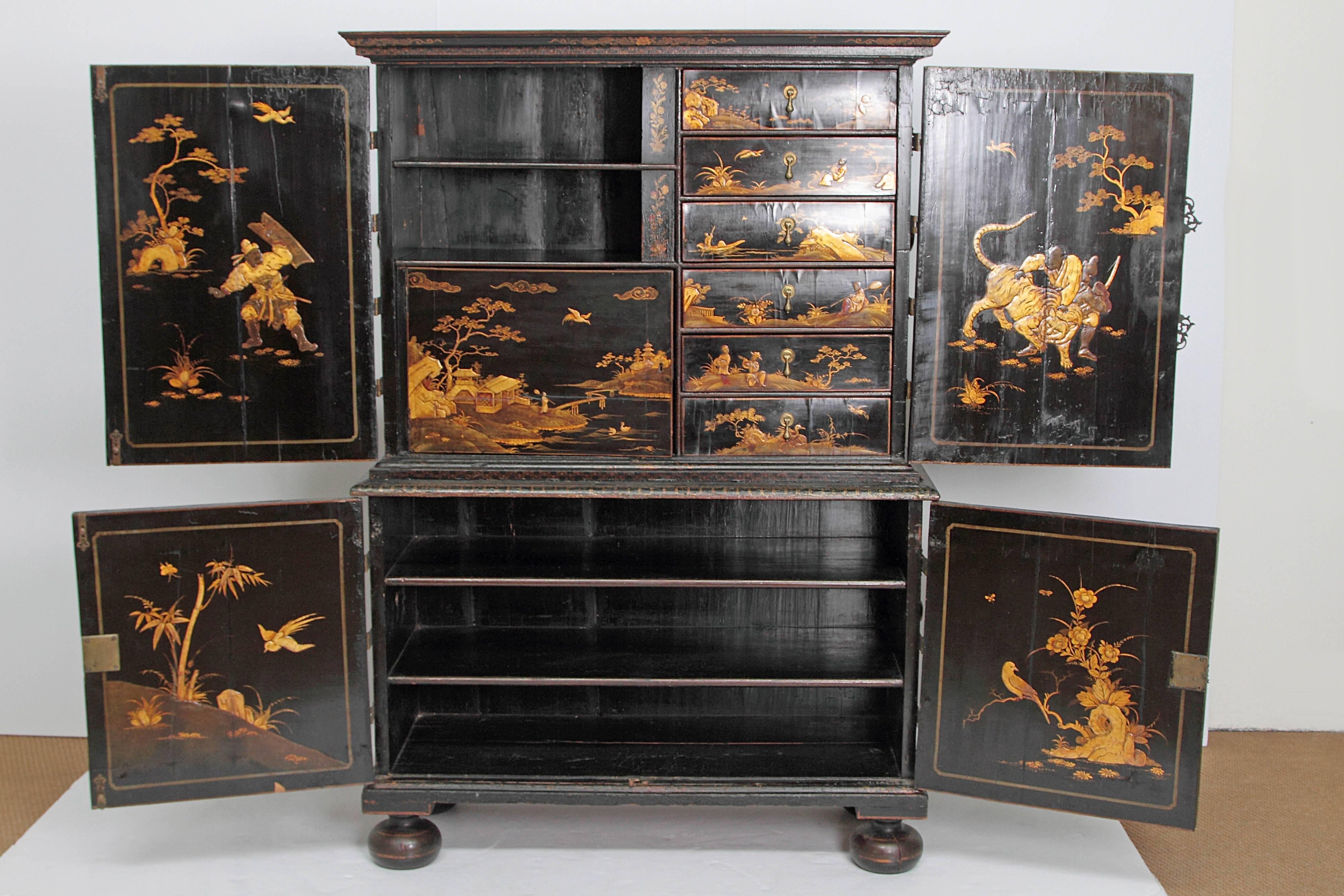 Queen Anne Collectors Cabinet / Japanned 6