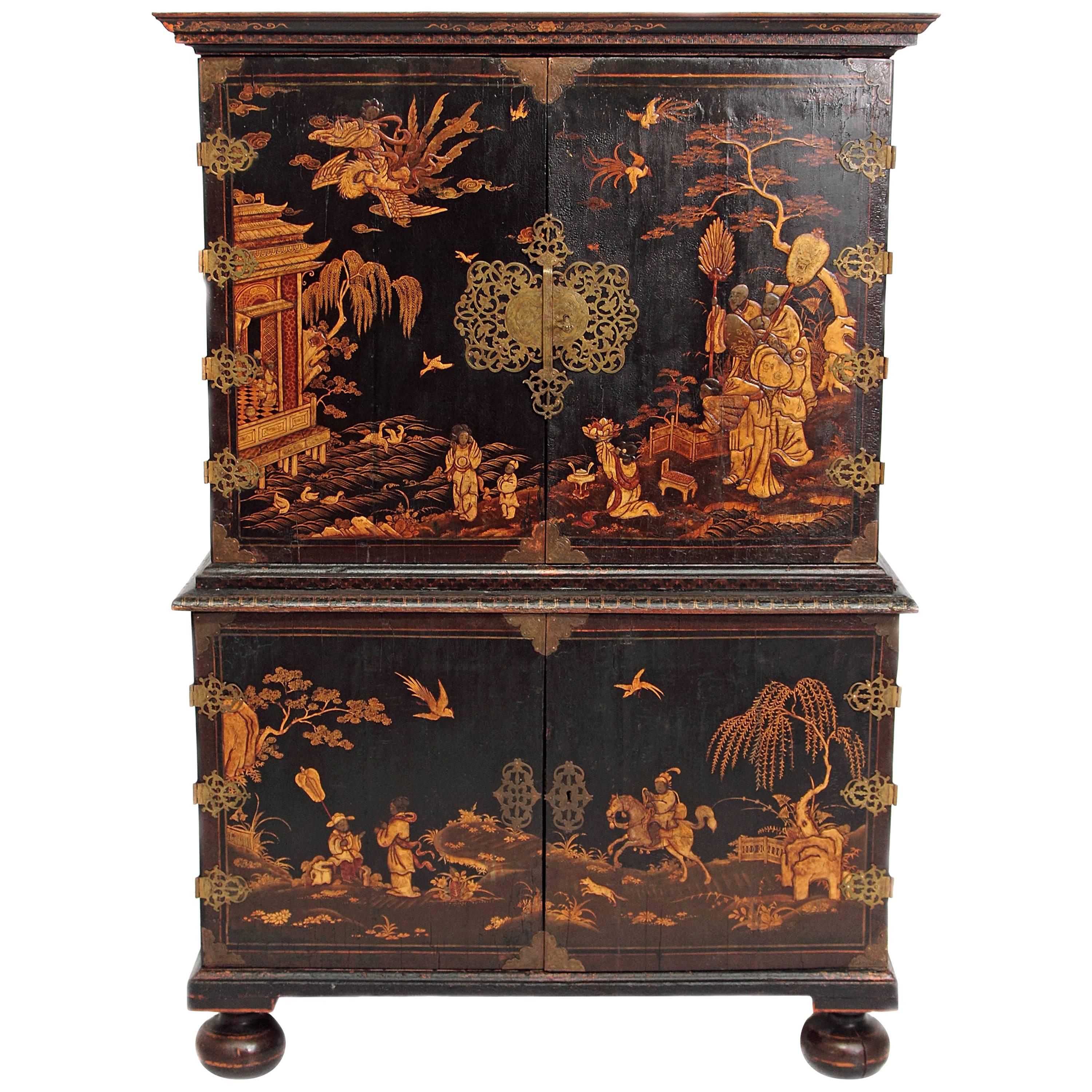 Queen Anne Collectors Cabinet / Japanned