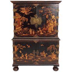 Antique Queen Anne Collectors Cabinet / Japanned