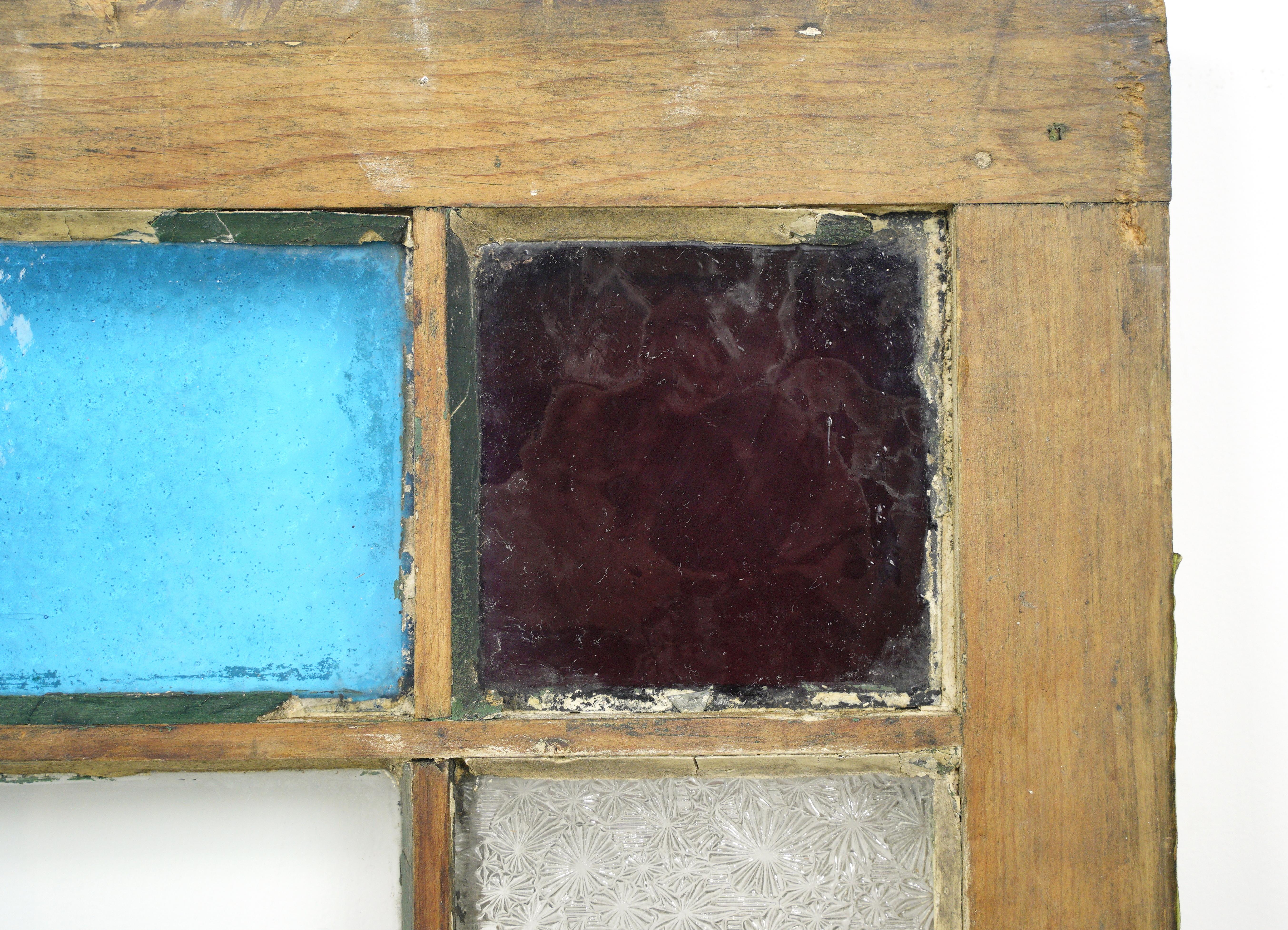 Queen Anne Colorful Pine Framed Stained Glass Window 5