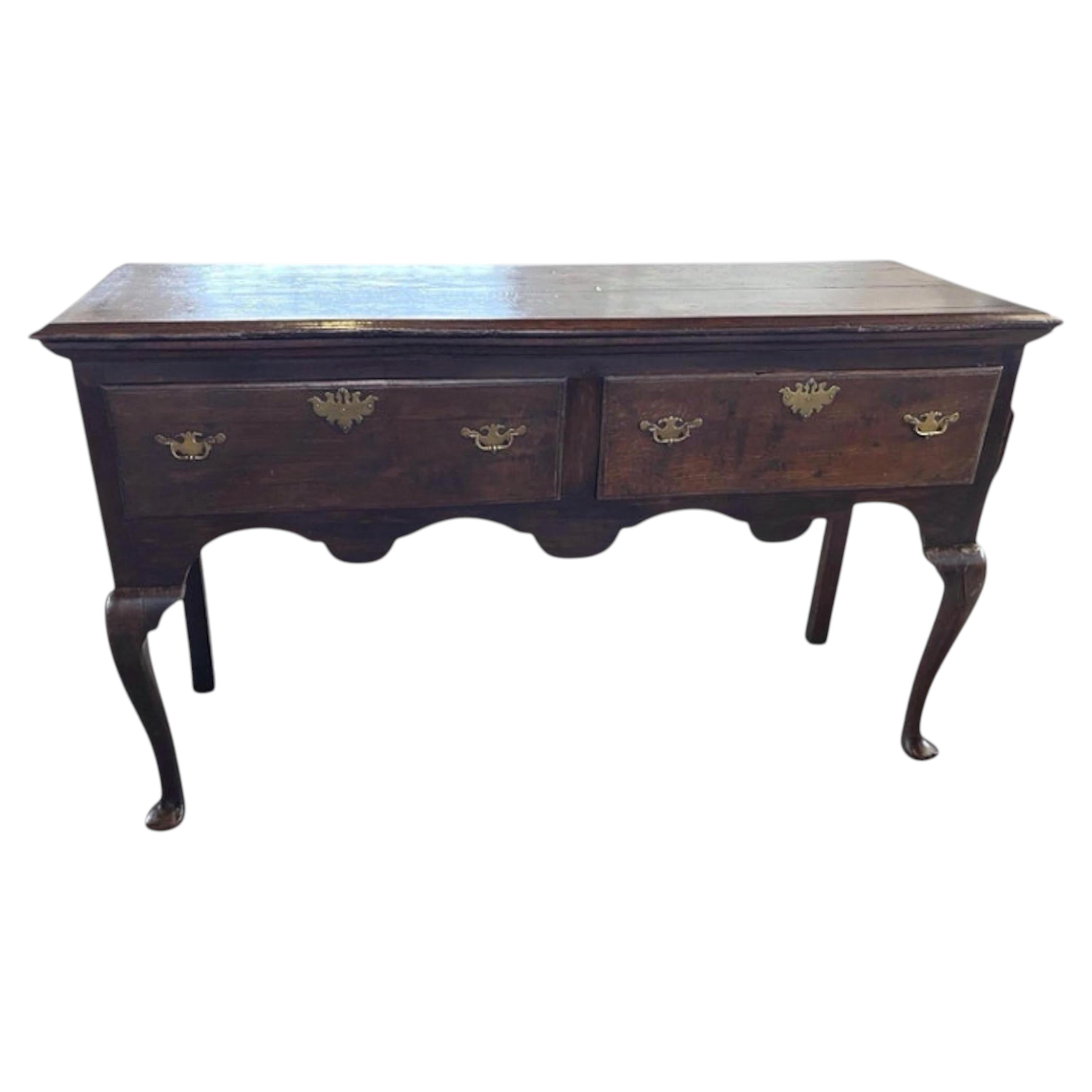 Mesa consola estilo Reina Ana, de roble tallado a mano, inglesa, principios del siglo XIX