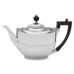 Antique Queen Anne Design - Victorian Sterling Silver Teapot - Sheffield 1893