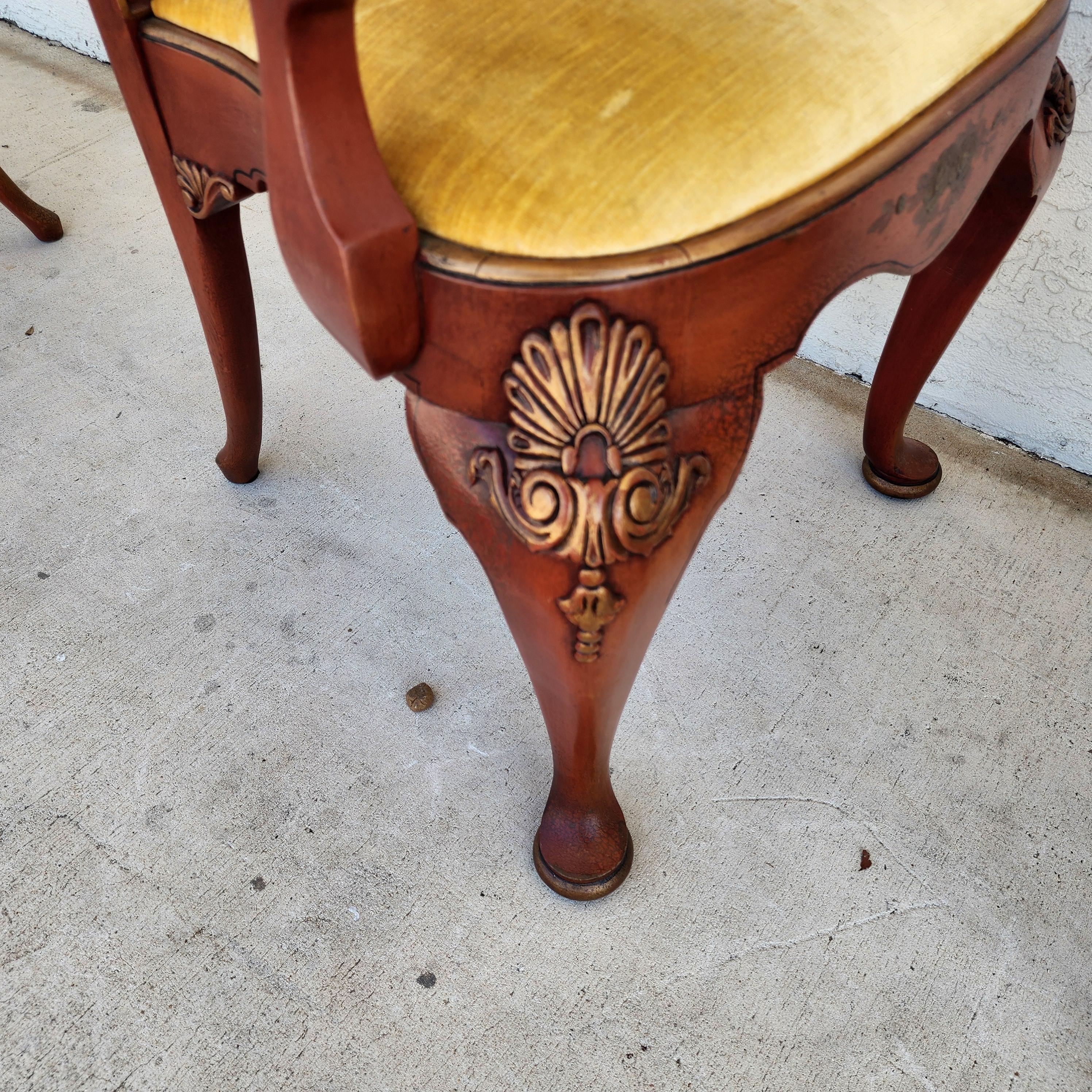 Ensemble de 4 fauteuils de salle à manger Queen Anne peints à la main en vente 13