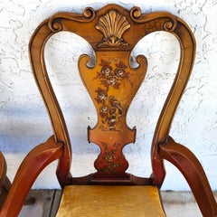 Queen Anne Dining Armchairs Hand Painted Set of 4