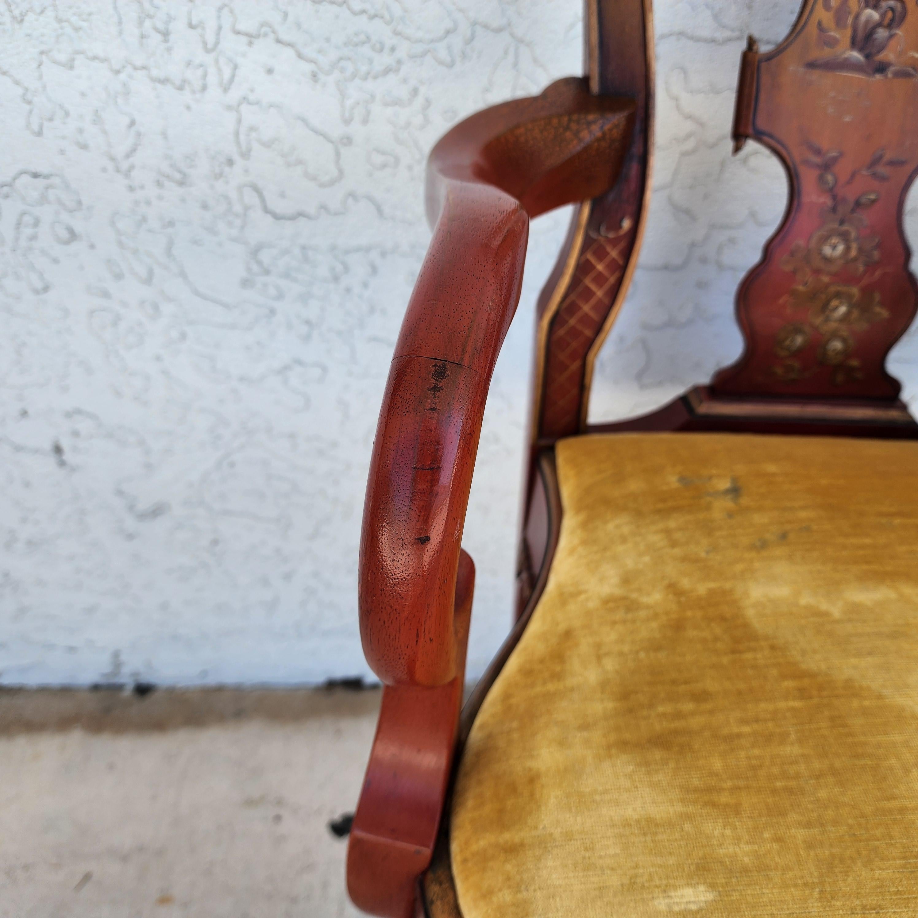 Ensemble de 4 fauteuils de salle à manger Queen Anne peints à la main en vente 14