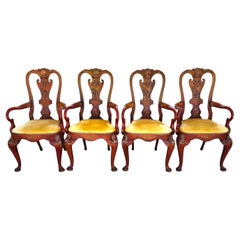 Queen Anne Dining Armchairs Hand Painted Set of 4